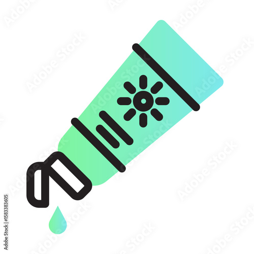 Sunscreen Tube Icon - Flat Line Style Vector Icon