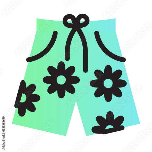 Beach Shorts Icon - Flat Line Style Vector Icon