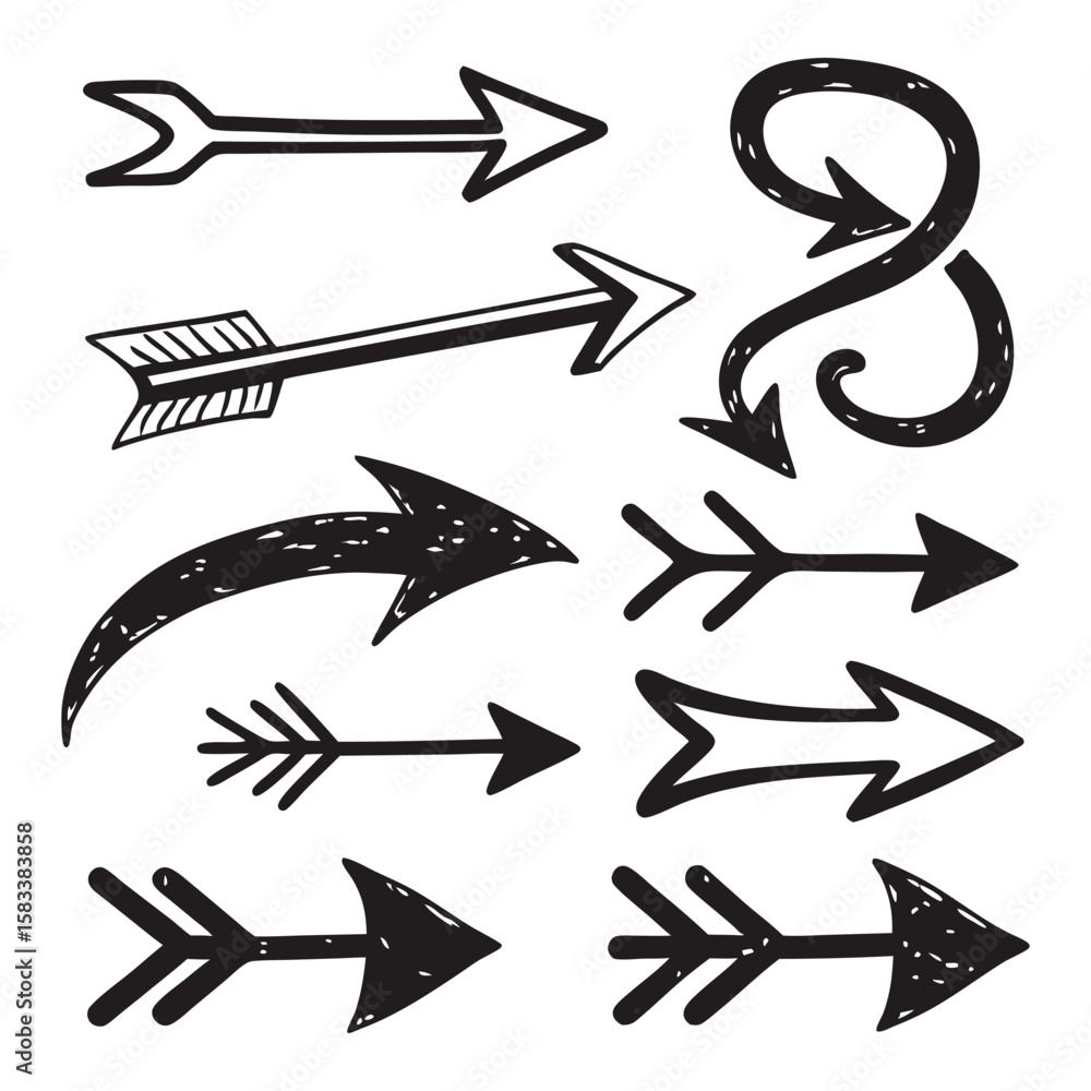 Obraz premium Hand Drawn Arrows Collection direction pointer