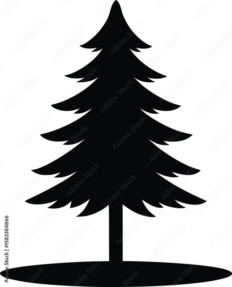 Obraz premium A vector illustration of a green evergreen Christmas tree silhouette, perfect for holiday and winter season celebrations