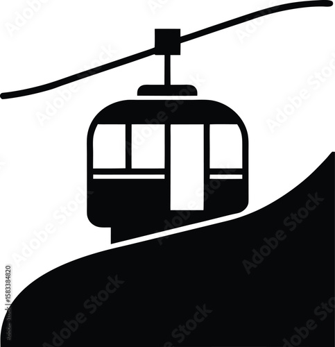 A versatile black cable car transports passengers through the city, offering scenic travel day and night