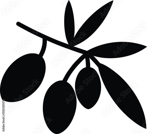 Fresh green olive branch illustration with ripe fruit and leaves, a healthy Mediterranean plant vector