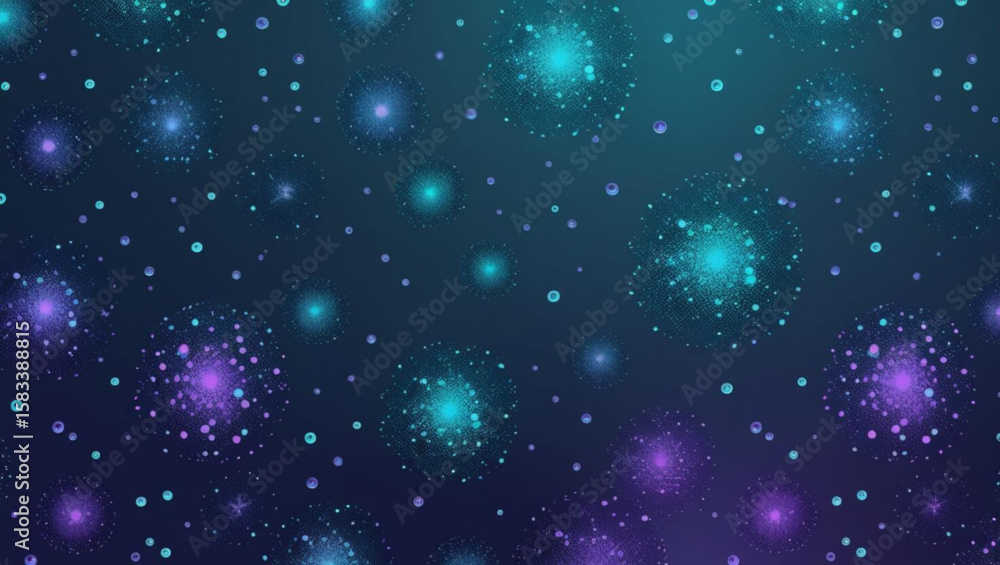 Abstract Background with Glowing Cosmic Particles and Starbursts Abstract Background with Glowing Cosmic Particles and Starbursts