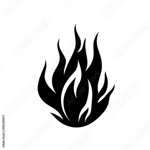 Minimalist Fire White Outline on Transparent Background Illustration