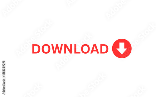 Red Download Button Icon for Websites, Apps, and Digital Products – Isolated PNG Design
