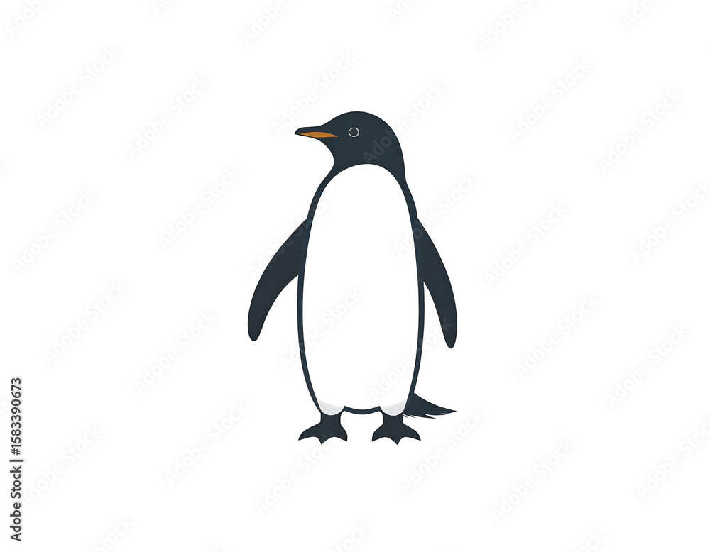 Fototapeta premium A charming cartoon penguin stands gracefully, its simple design perfect for various creative projects.