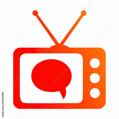 Retro TV Chat Icon in Flat Vector Style