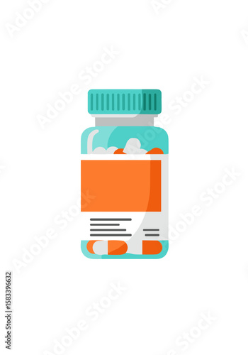 Multivitamin bottle. Flat vector isolated on transparent background