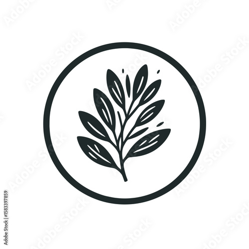 Herb illustration in a circular design for culinary and wellness applications
