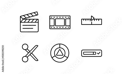 Minimalist linear icons for video editing and filmmaking tools