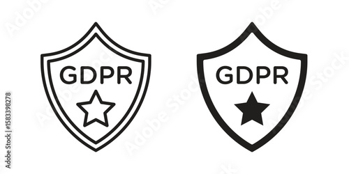 GDPR shield icon vector illustration. Flat design. Graphic design vector symbols.