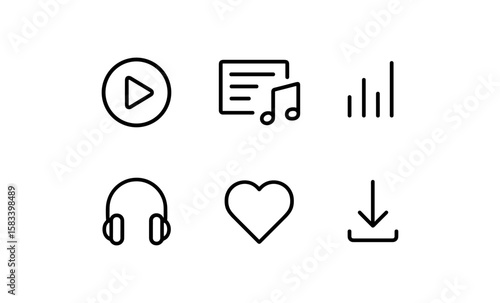 Minimalist line icons for music and multimedia applications