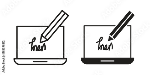 Electronic signature icon vector illustration. Flat design. Graphic design vector symbols.