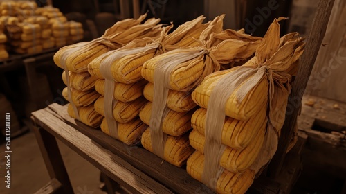 Bundled Corn Stalks for Agriculture Storage and Harvesting Process