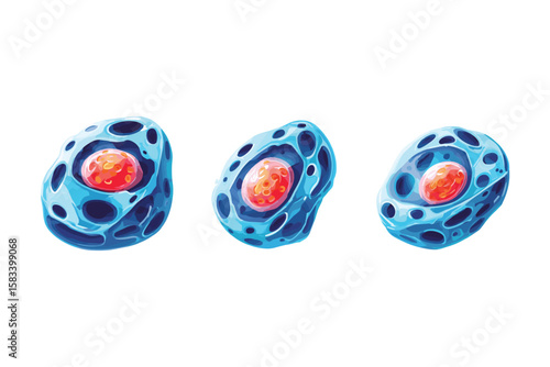 isometric set of red blood cells with realistic 3D rendering in flat style