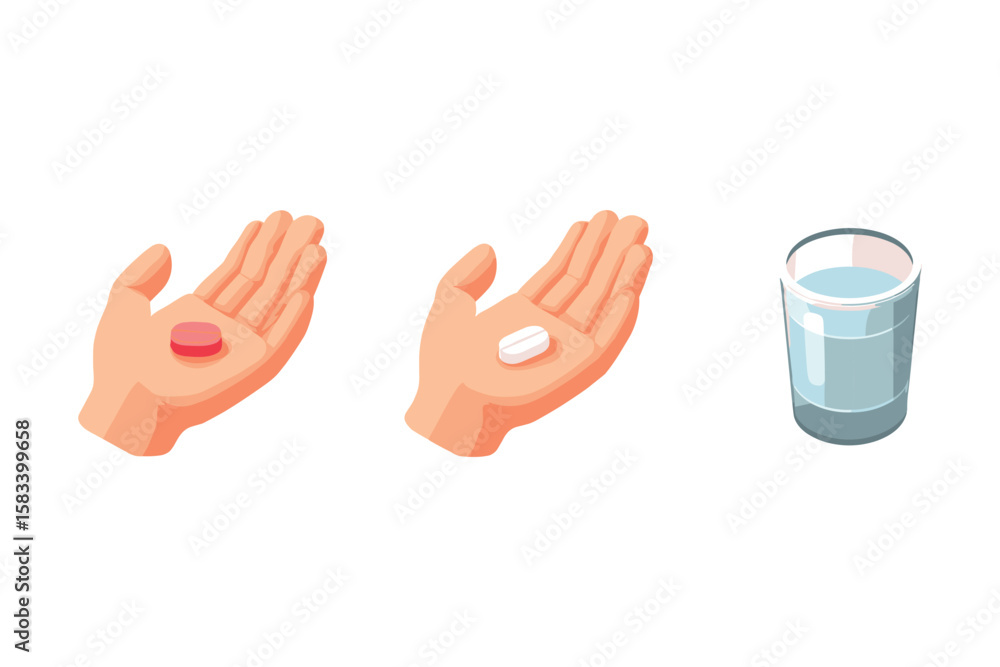 Obraz premium isometric set of washing hands gesture with soap and water