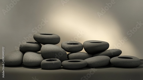 Decorative Stone Arrangement with Smooth Textures for Modern Decor