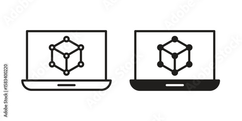 Computer simulation icon vector illustration. Flat design. Graphic design vector symbols.