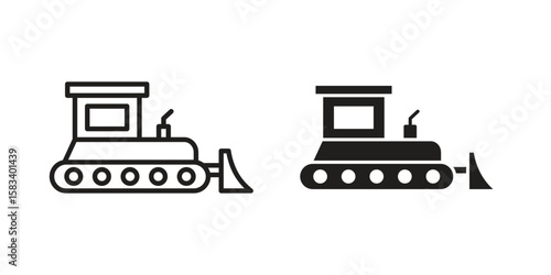 Bulldozer icon vector illustration. Flat design. Graphic design vector symbols.