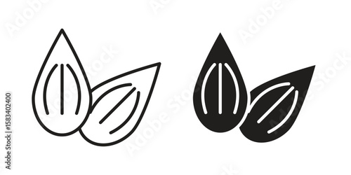 Almond icon vector illustration. Flat design. Graphic design vector symbols.