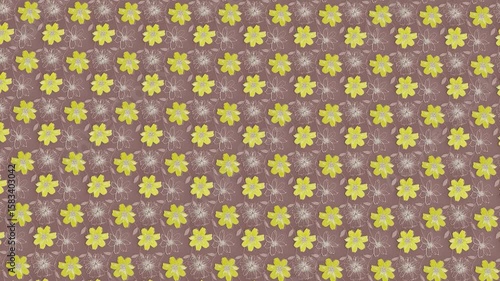 Decorative fabric with golden flower patterns on brown base.