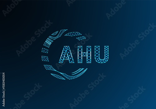 Fotografi AHU low poly letter logo vector design