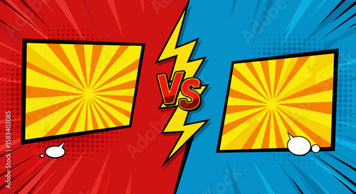 Comic Book Style "VS" Battle Background with Lightning Bolt