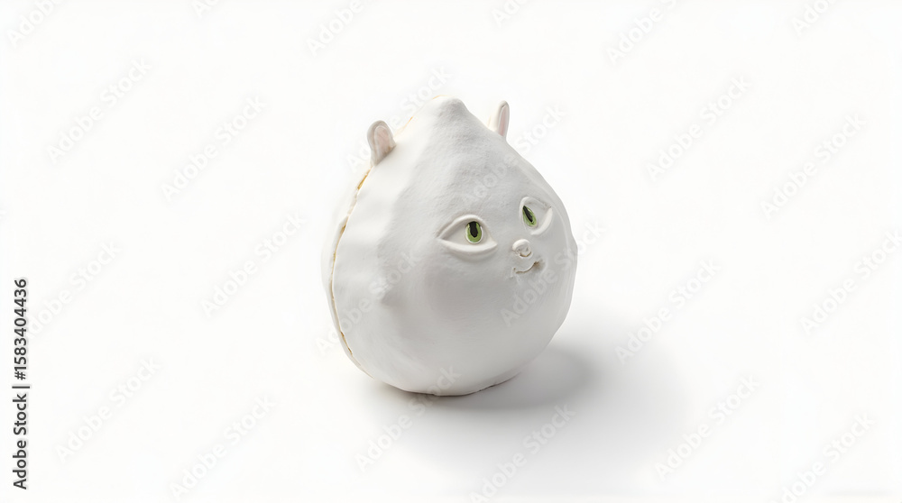 Whimsical White Ceramic Character on Isolated Background Whimsical White Ceramic Character on Isolated Background