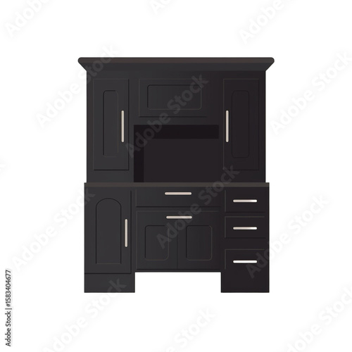 Sleek Black Cabinet: A minimalist design with clean lines and a bold dark finish that adds a touch of elegance to any modern home interior. The cabinet offers generous storage space.