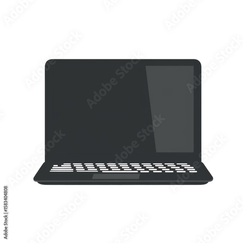 Laptop: A sleek, modern laptop rests on a flat surface, its blank screen and keyboard awaiting the next task. A clean, minimalist image, conveying functionality and efficiency.