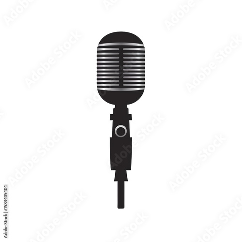 Classic Microphone Silhouette: A striking studio microphone, its timeless design and metallic elements exude a vintage charm, perfect for vocal or instrumental performances.