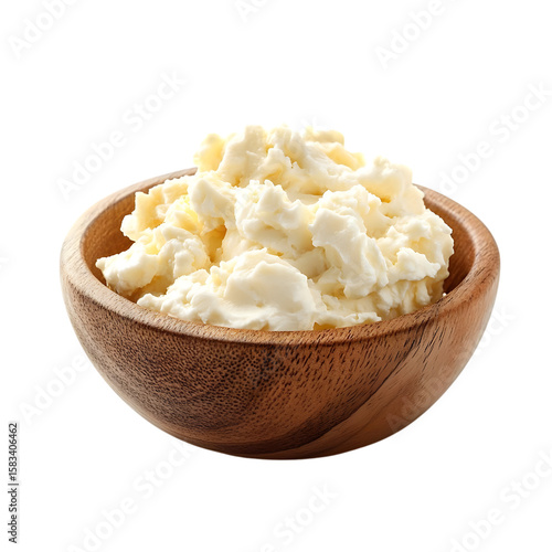 Wallpaper Mural Cottage cheese in wooden cup side view isolated on transparent background Torontodigital.ca