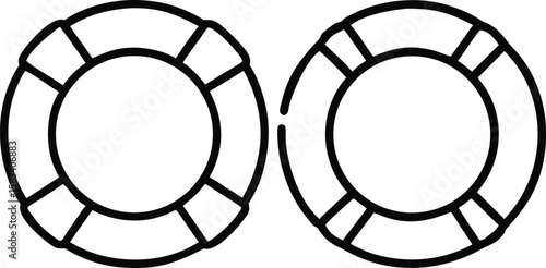 Two Life Preservers, Safety Ring Buoys, Nautical Rescue Equipment, Beach Safety, Water Safety, Summer Icon,...