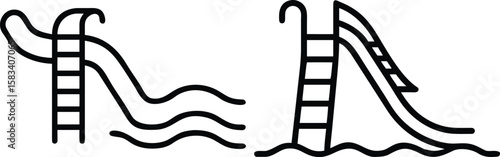 Water Park Slides, Fun Summer Activities, Aquatic Recreation, Pool Slides Illustration