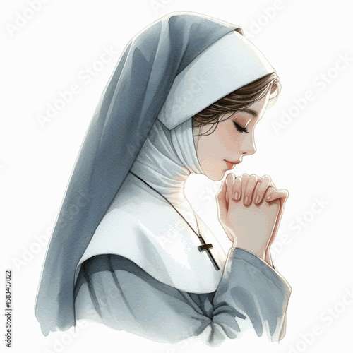 Simple Path: nun isolated watercolor vector illustration svg