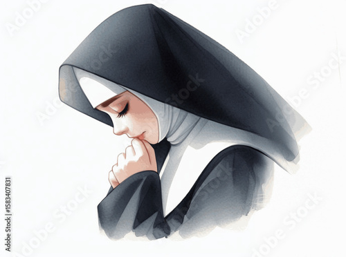 Mist & Habit: nun isolated watercolor vector illustration svg