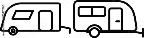 Camping Trailer Icon, Caravan Illustration, Travel Vehicle Graphic, Road Trip Symbol, Adventure Design Element, Vacation...