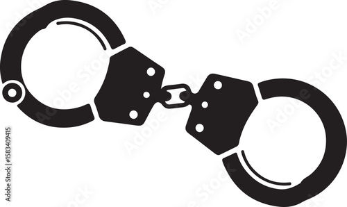 Minimalist Handcuffs Graphic Vector Illustration of Law Enforcement Tools for Justice and Security Related Designs, Perfect for Legal and Crime Prevention Concepts