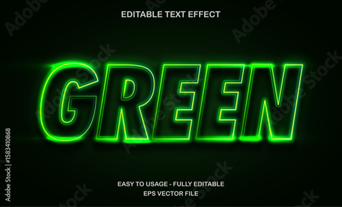 Green text effect, green neon light futuristic text style