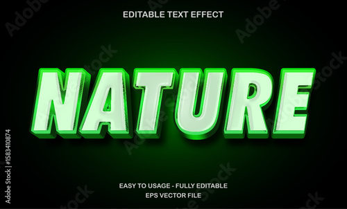 Text Nature, editable text effect with glowing green neon text style