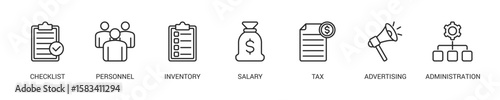 Cost Reduction Line Icon Set. Vector Illustration Concept With Some Icons. Designed In Line Style