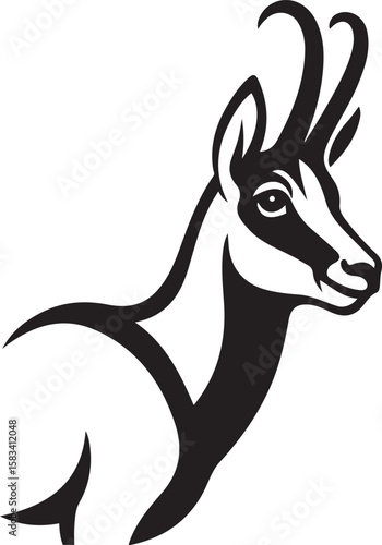 Chamois silhouette elegant black and white style, Mountain goat vector illustration