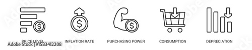 Inflation Line Icon Set. Vector Illustration Concept With Some Icons. Designed In Line Style