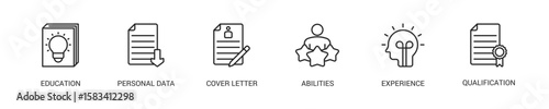 Curriculum Vitae Line Icon Set. Vector Illustration Concept With Some Icons. Designed In Line Style