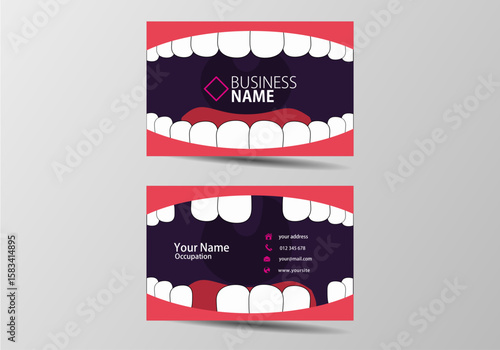Smiles & Gaps – A Dual-Faced Dentist Business Card Vector Template (Front: Clean Teeth | Back: Missing Teeth) – Ideal for Dental Clinics & Oral Health Experts