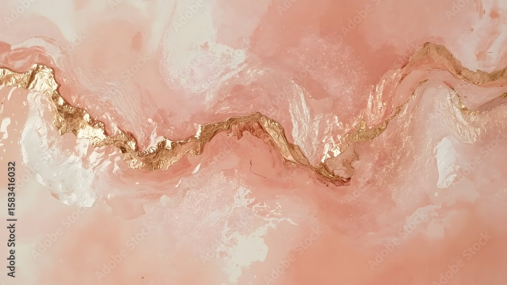 Fototapeta premium Abstract Blush Pink and Gold Fluid Art: Elegant, Luxurious, Modern Background Texture