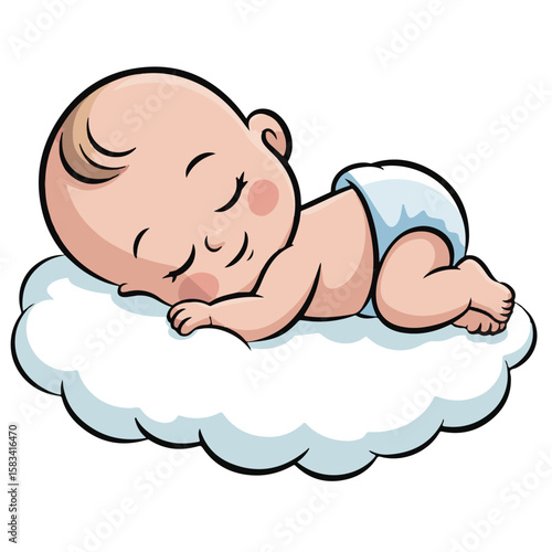 Cute, smiling baby boy character illustration vector of a small crawling infant