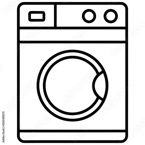 Clean Laundry Machine Line Art