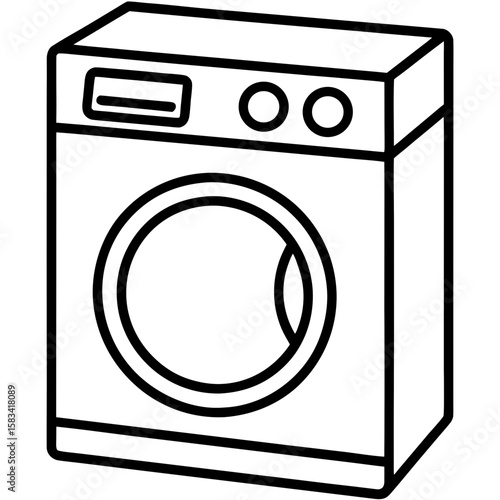 Clean Laundry Machine Line Art