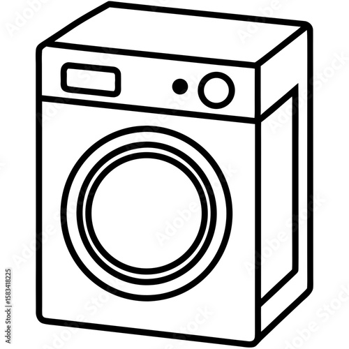 Clean Laundry Machine Line Art